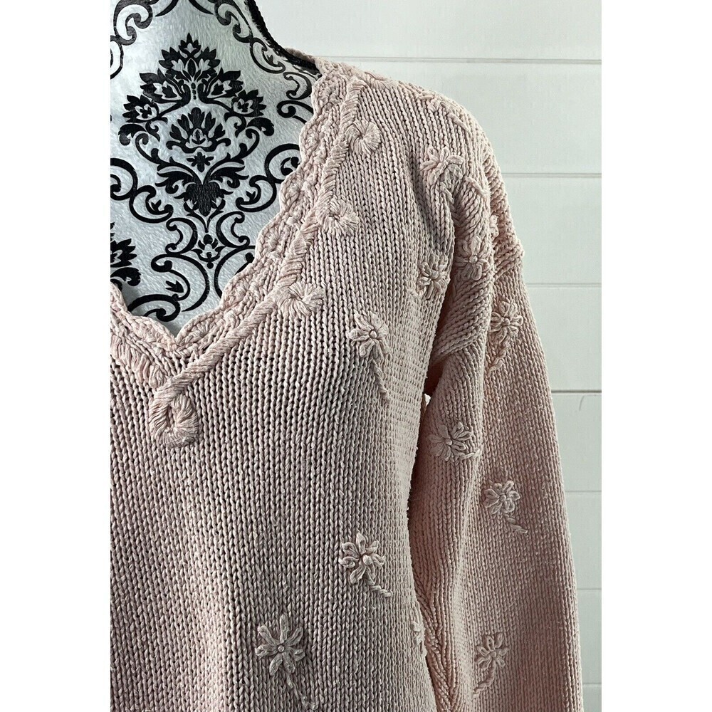 Y2K Express Tricot Sweater Womens S Hand Knitted Pink Floral Coquette Swiftie - Picture 4 of 11